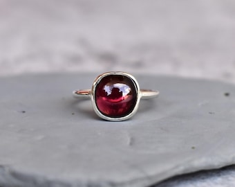 Genuine Red garnet ring* Garnet handmade  Ring* cushion Garnet ring* Healing gemstone ring* Sterling silver ring* Bridesmaid gift