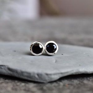 Natural Black onyx studs* Black diamond earrings* Sterling silver studs* Handmade studs* Healing gemstone studs* Gift for her* Gift for mom