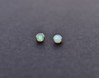 Genuine Opal Earrings, Ethiopian welo Opal Stud Earrings, Opal Stud Earrings, Tiny Opal earrings ,Stud Earrings, best gift for daughter