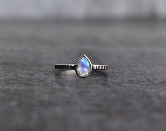 Moonstone minimalist ring* Natural rainbow Moonstone dainty ring for new beginning* Crystal ring* Gemstone ring for her* Birthday gift