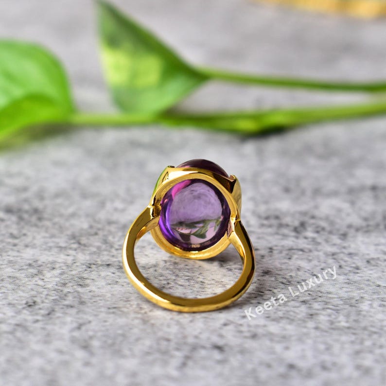 HUGE Natural Amethyst Ring, Sterling Silver Ring, Gold statement ring, bohemian ring , purple quartz jewelry, bridesmaid ring gift for her image 6