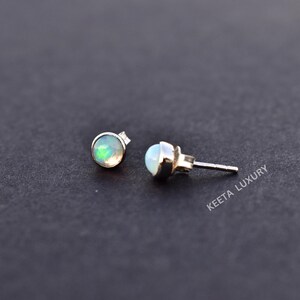 Genuine Opal Earrings, Ethiopian welo Opal Stud Earrings, Opal Stud Earrings, Tiny Opal earrings ,Stud Earrings, best gift for daughter image 3