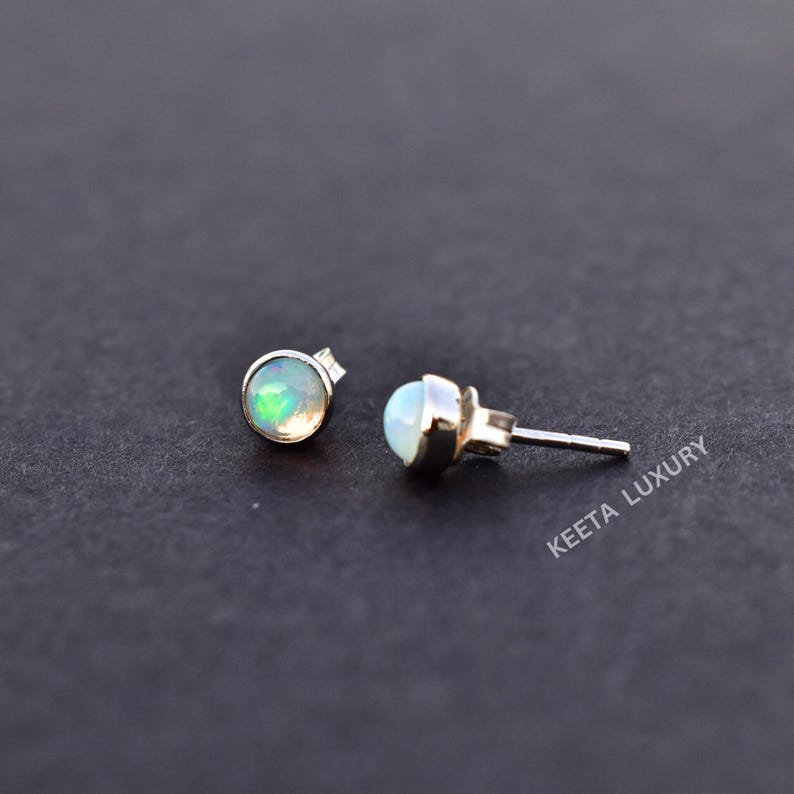 Genuine Opal Earrings, Ethiopian welo Opal Stud Earrings, Opal Stud Earrings, Tiny Opal earrings ,Stud Earrings, best gift for daughter image 3