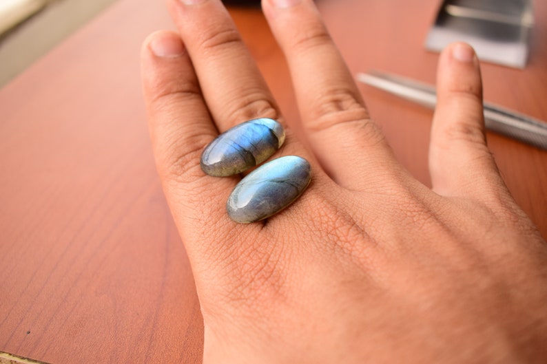 labradorite pair Wired Jewelry Loose Gemstone pair for Handmade Natural Blue Labradorite 100/% Natural Stone pair 24x12x7mm earrings pair