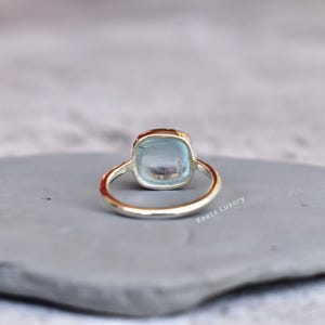 Natural Aquamarine ring* handmade Bohemian Ring* Cushion Aquamarine ring* Healing gemstone ring* Sterling silver ring* Bridesmaid gift image 5