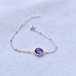 Natural Amethyst bracelet* Sterling silver handmade bracelet* Amethyst chain bracelet for women* Healing gemstone bracelet* Unique Gifts