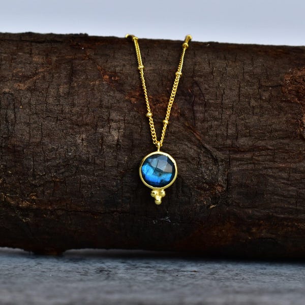 Labradorite necklace, Labradorite rose cut briolette crystal necklace for women, Labradorite handmade necklace for beginning, Gift for her