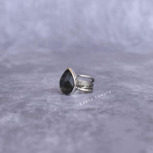 Natural Labradorite Ring* Silver Oxidized Handmade Ring* Teardrop Labradorite Ring* Rose Cut Gemstone Ring* Statement Ring* Unique Gifts image 4