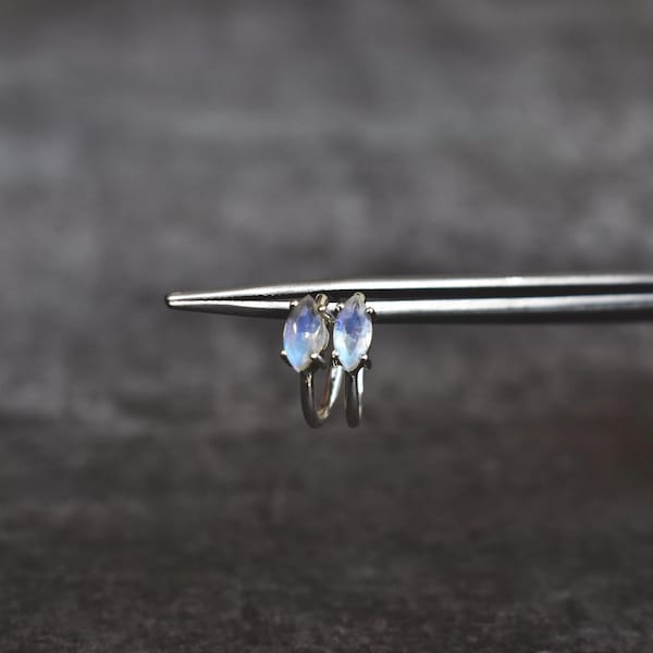 Natural Blue sheen moonstone earrings* 925 pure sterling silver studs* dainty Moonstone Handmade earrings* Moonstone Dangle* Gift for her