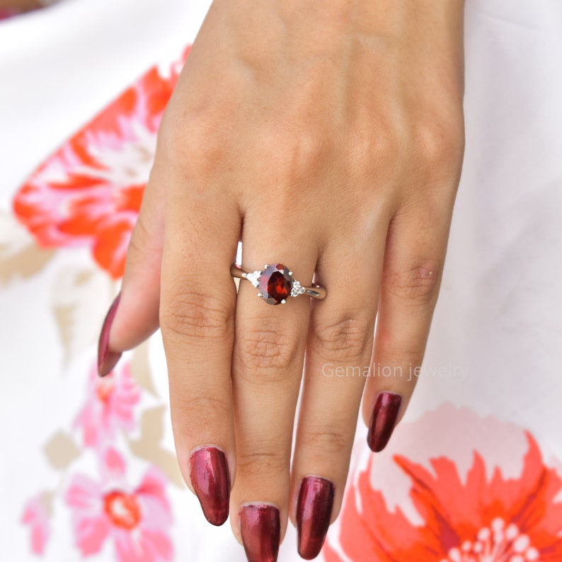 Blood Red Garnet Vintage Inspired Garnet Ring Garnet Wedding - Etsy