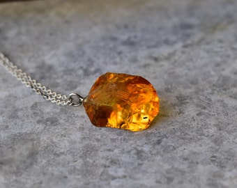 Raw citrine Necklace, Raw crystal Necklace, Gemstone Necklace, Layering Necklace, Citrine Necklace, gift for her, November birthstone