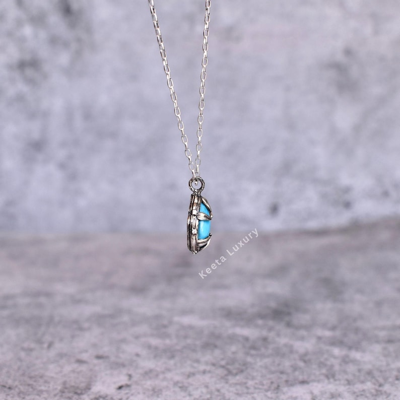 Natural Turquoise necklace* Turquoise handmade oxidized necklace* nature inspired Fashion gemstone jewelry for women * Unique gifts image 5
