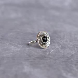 Genuine Black onyx ring* Onyx evil eye ring for women* Protection ring* Silver oxidized Onyx ring* Healing gemstone ring* Unique ring Gifts image 5