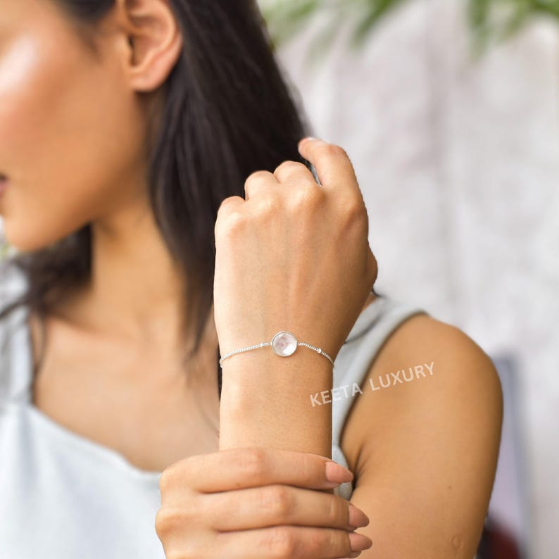 Natural Moonstone bracelet* Rainbow moonstone stone faceted cut bracelet* Sterling silver handmade bracelet* Healing crystal bracelet* Gifts image 3