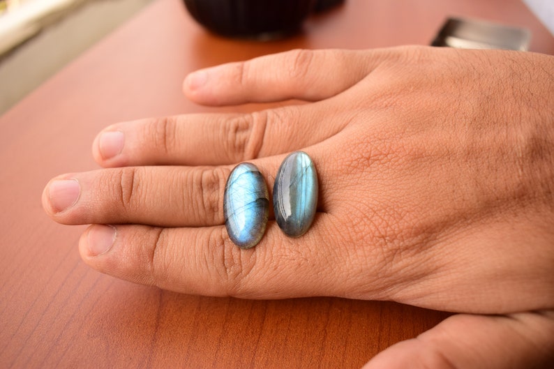 labradorite pair Wired Jewelry Loose Gemstone pair for Handmade Natural Blue Labradorite 100/% Natural Stone pair 24x12x7mm earrings pair