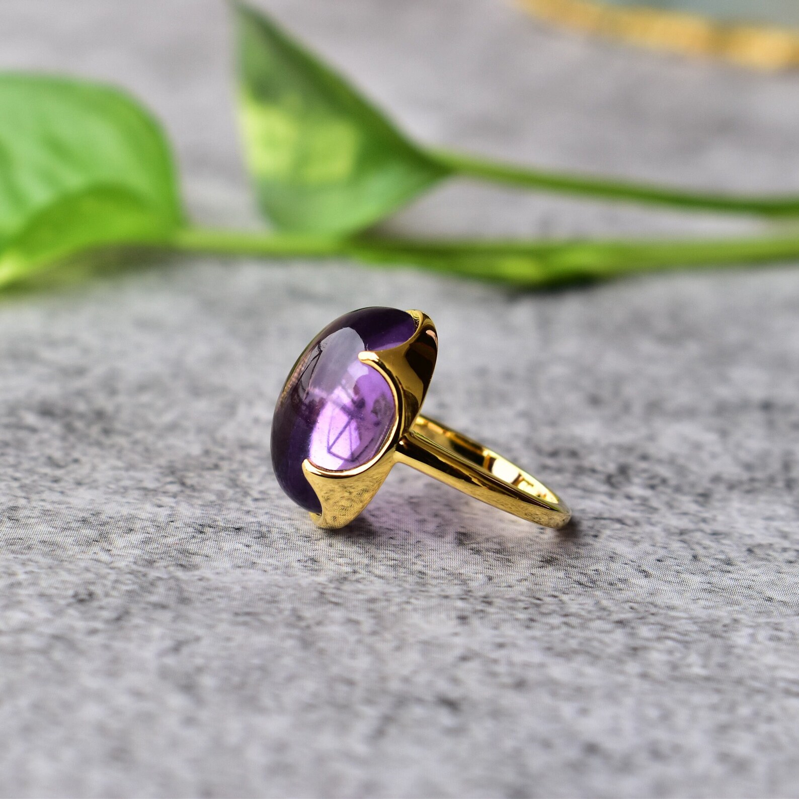 HUGE Natural Amethyst Ring Sterling Silver Ring Gold - Etsy