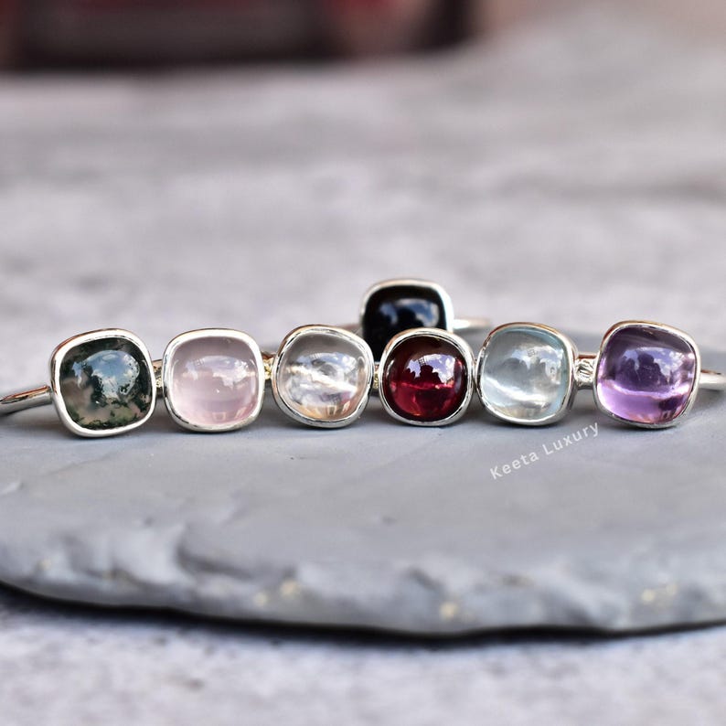 Natural Aquamarine ring* handmade Bohemian Ring* Cushion Aquamarine ring* Healing gemstone ring* Sterling silver ring* Bridesmaid gift image 6
