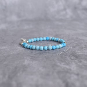 Natural turquoise gemstone bracelet Silver chain bracelets Evil eye protection bracelet beaded gemstone bracelets Tiny gemstone bracelet image 3