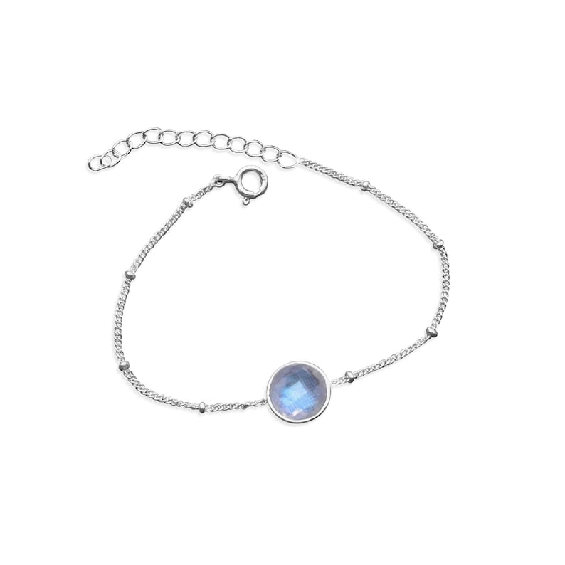 Natural Moonstone bracelet* Rainbow moonstone stone faceted cut bracelet* Sterling silver handmade bracelet* Healing crystal bracelet* Gifts image 1