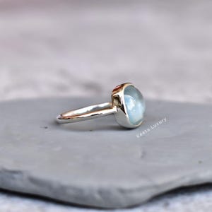 Natural Aquamarine ring* handmade Bohemian Ring* Cushion Aquamarine ring* Healing gemstone ring* Sterling silver ring* Bridesmaid gift image 4