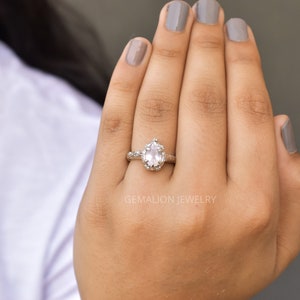 Rose quartz nature inspired twig ring , Pink quartz pear cut promised sterling silver wedding ring for girl , one of a kind rose quartz ring image 5