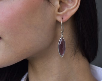 Amethyst earrings, February Birthstone earrings, Bridesmaid long dangle earrings, Birthday Gift for Her, unique shape large boho earrings