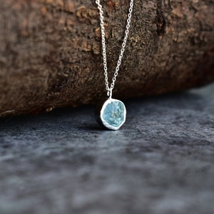 Genuine Raw Aquamarine necklace* Raw gemstone necklace* Healing crystal necklace* Sterling silver necklace* Handmade necklace for beginning