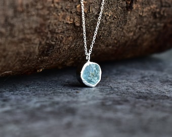 Genuine Raw Aquamarine necklace* Raw gemstone necklace* Healing crystal necklace* Sterling silver necklace* Handmade necklace for beginning