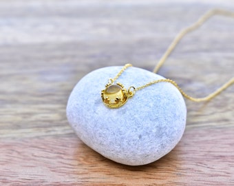 Genuine Citrine Necklace, dainty citrine minimalist gold filled necklace , November Birthstone , leaf dainty citrine necklace, gift for her