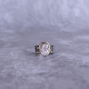Natural Rose Quartz Ring* Silver Oxidized Handmade pink Quartz Ring* Rose Cut Gemstone Ring For Women* Healing Gemstone Ring* Unique Gifts image 3