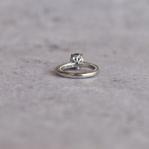 Vintage natural London blue topaz ring, round cut blue gemstone, london Blue Topaz sterling silver finished with rhodium, Topaz halo ring image 4
