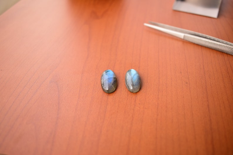 labradorite pair Wired Jewelry Loose Gemstone pair for Handmade Natural Blue Labradorite 100/% Natural Stone pair 24x12x7mm earrings pair