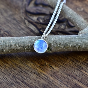 Genuine Moonstone Necklace , Sterling Boho Style crystal necklace , Bezel celestial jewelry , bridesmaid gift  handmade jewelry