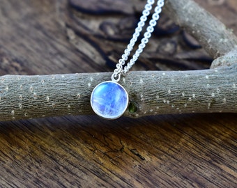 Genuine Moonstone Necklace , Sterling Boho Style crystal necklace , Bezel celestial jewelry , bridesmaid gift  handmade jewelry