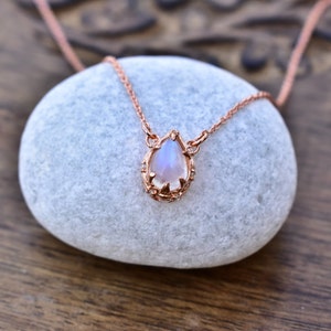 Moonstone Necklace, Rainbow Moonstone Pear cut necklace, Moonstone Dainty Necklace, Moonstone celestial Jewelry , perfect gift for her