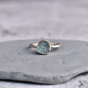Raw Aquamarine ring* Healing crystal ring* Sterling silver bohemian handmade ring* Raw gemstone ring* Bridesmaid gift* Gift for her