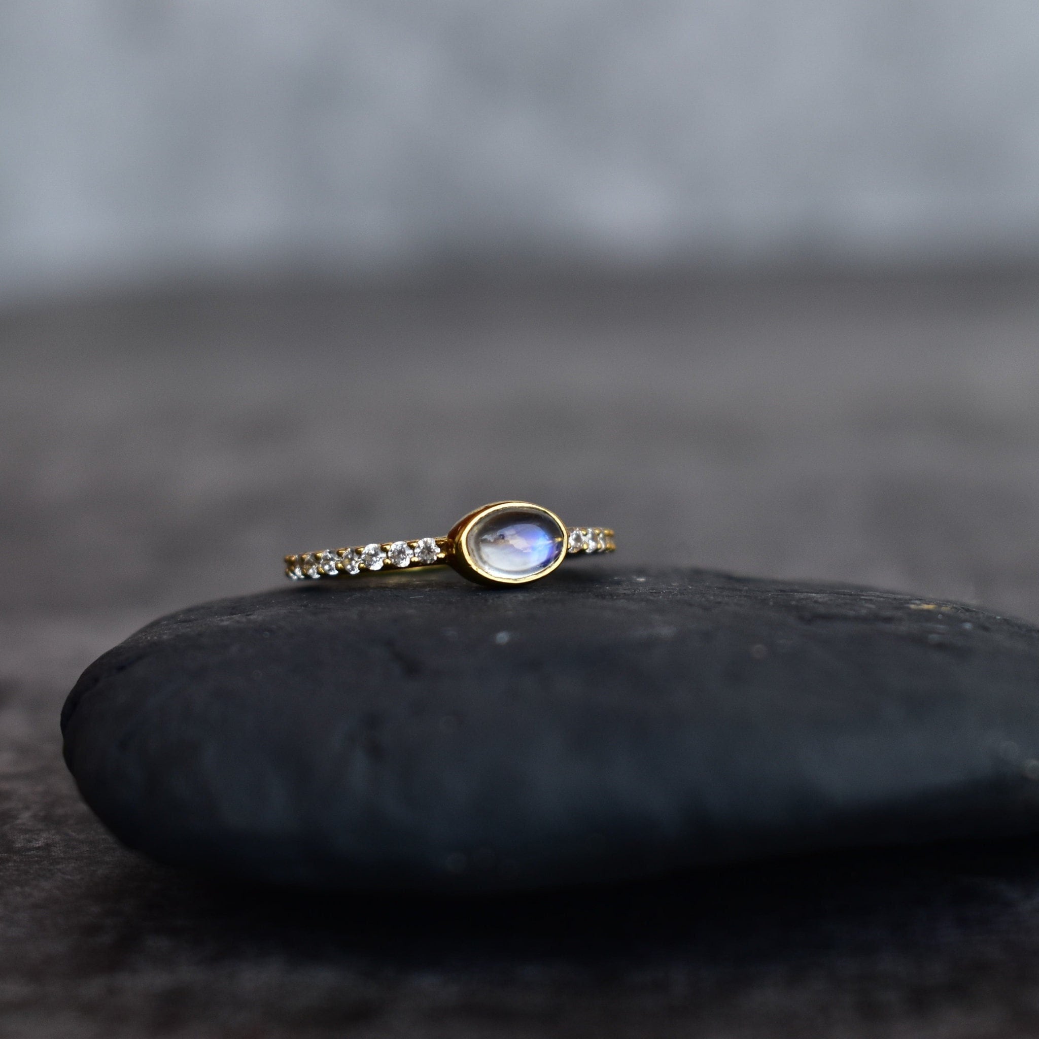 Natural Rainbow Moonstone Ring Crystal Clear Moonstone Dainty Ring for Her  Gold Vermeil Ring Healing Gemstone Ring Unique Gift Idea - Etsy