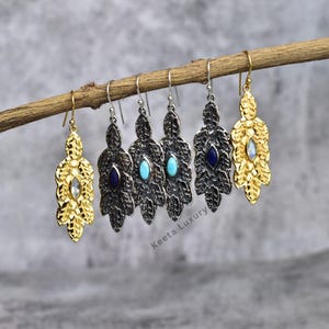 Natural Lapis Lazuli Earrings* Lapis long dangle earrings for women* Sterling silver earrings* Gemstone earrings for her* Bridesmaid jewelry image 5