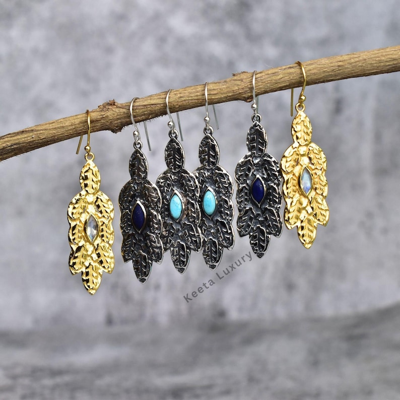 Natural Lapis Lazuli Earrings* Lapis long dangle earrings for women* Sterling silver earrings* Gemstone earrings for her* Bridesmaid jewelry image 5