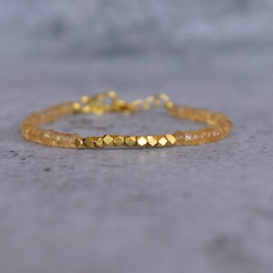 Echtes Citrin Armband* Gelbe Citrin Perlenarmbänder für Frauen* Handgemachte Armbänder * Facettierter Citrin Schmuck* Einzigartiges Geschenk Freundschaftsarmband