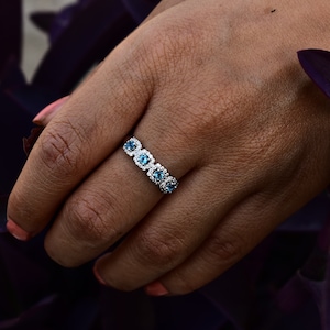 London blue Topaz Eternity band, blue topaz stacking ring,  wedding ring band , stacking half eternity band , handmade jewelry