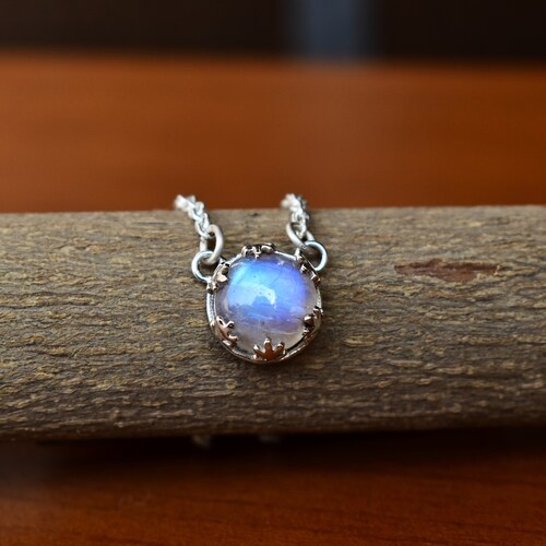 Moonstone Crystal Necklace Genuine Rainbow Moonstone Etsy