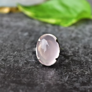 Huge Rose Quartz Ring, Sterling Silver With Gold ring, Healing crystal ring, Handmade pink quartz statement ring , Boho ring bridesmaid gift