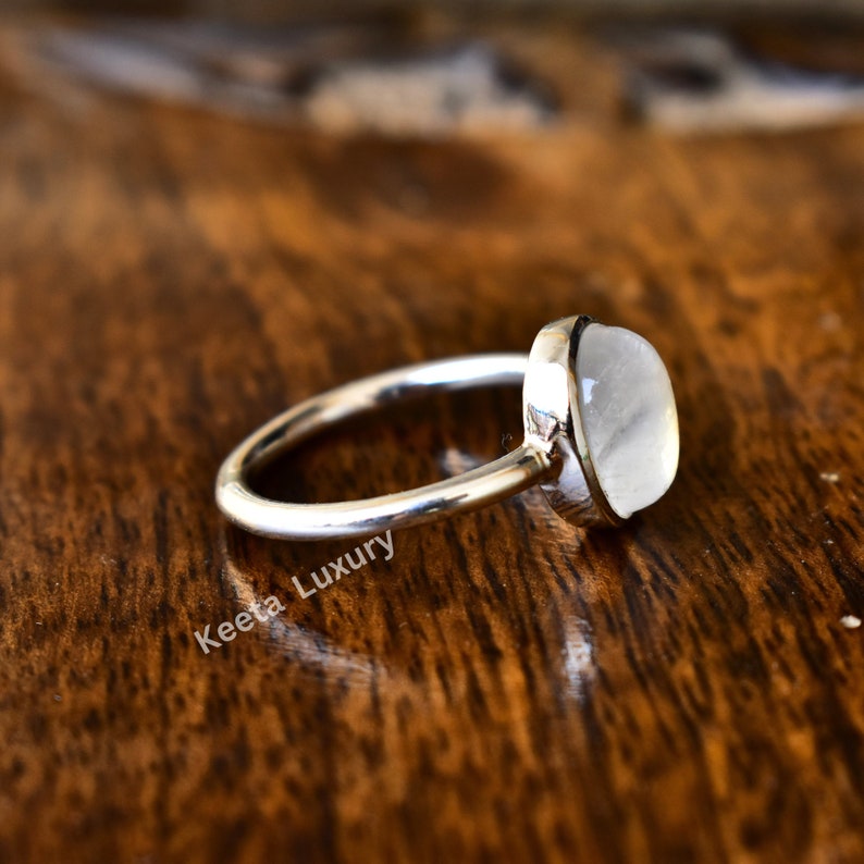 Rainbow Moonstone Ring , Blue Fire Moonstone Ring, Handmade Sterling Silver Ring , Christmas Gift for her, Promise Ring , anniversary ring image 4