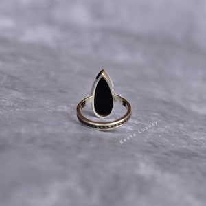 Genuine Black onyx pear ring Silver oxidized onyx ring Black drop ring Unique Handmade ring for women Birthday gifts Bridesmaid gift image 4