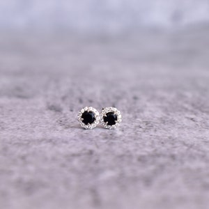 Genuine Black onyx studs earrings* Tiny Onyx studs* Sterling silver gemstone earrings for women* Black stone cute earrings* bridesmaid gift