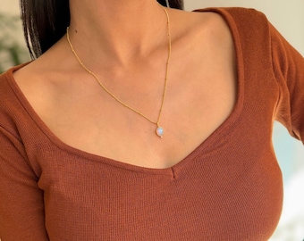 Natürliche Opal Halskette* 14k Gold edler Schmuck für Frauen* Auffälliger Opal Handmade Healing Edelstein Anhänger * Brautjungfer Geschenke