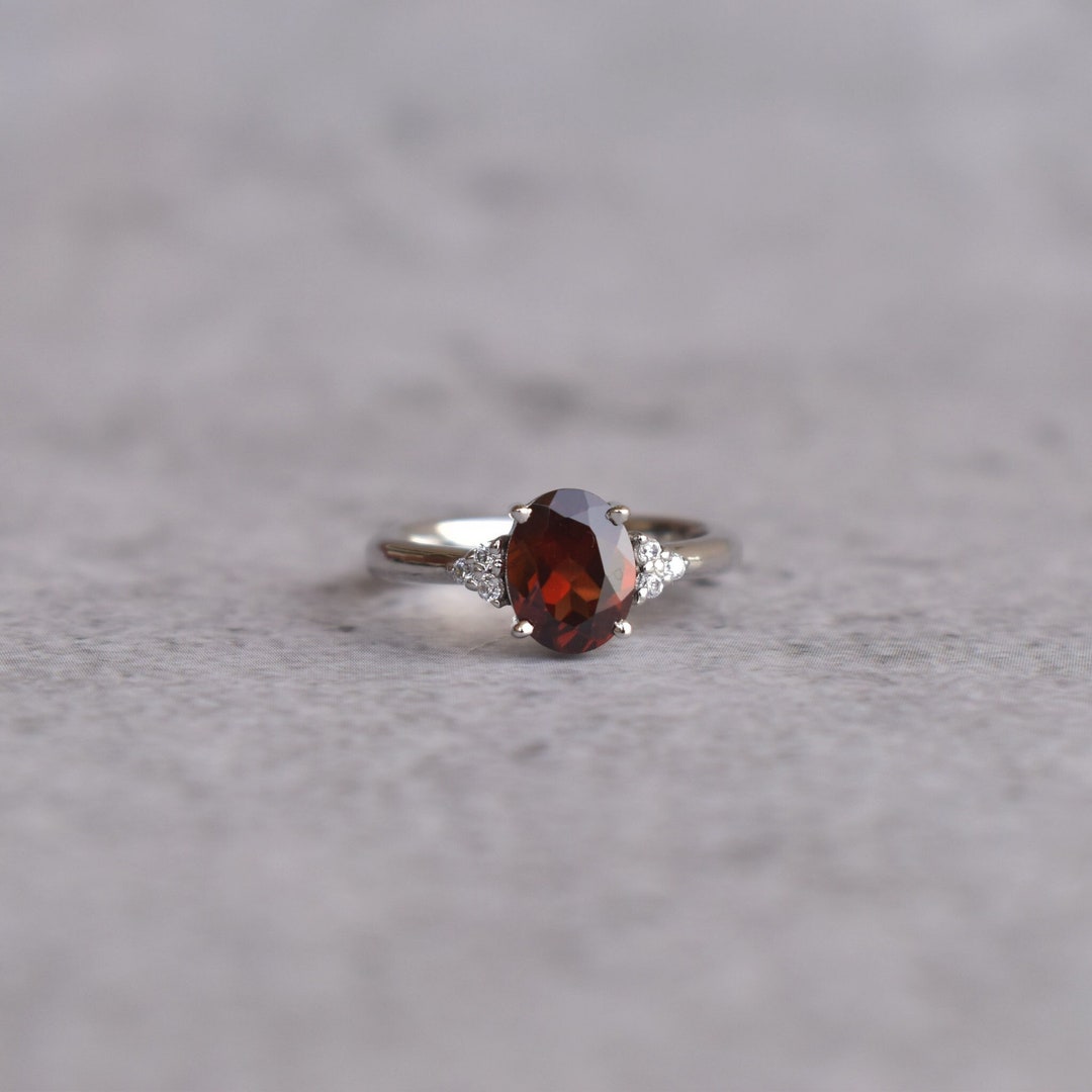 Blood Red Garnet Vintage Inspired Garnet Ring, Garnet Wedding Sterling ...