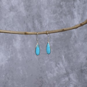 Genuine turquoise earrings* long gemstone boho earrings for women* Sterling silver handmade dangles* Turquoise drop earrings* Unique gifts