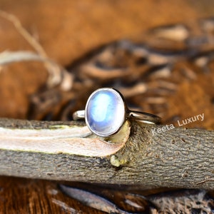 Rainbow Moonstone Ring , Blue Fire Moonstone Ring, Handmade Sterling Silver Ring , Christmas Gift for her, Promise Ring , anniversary ring image 2